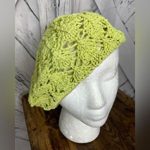 Vintage cotton knit beret adjustable